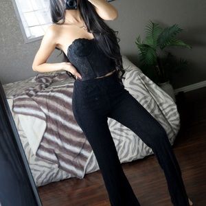 Free people lace knit black pants